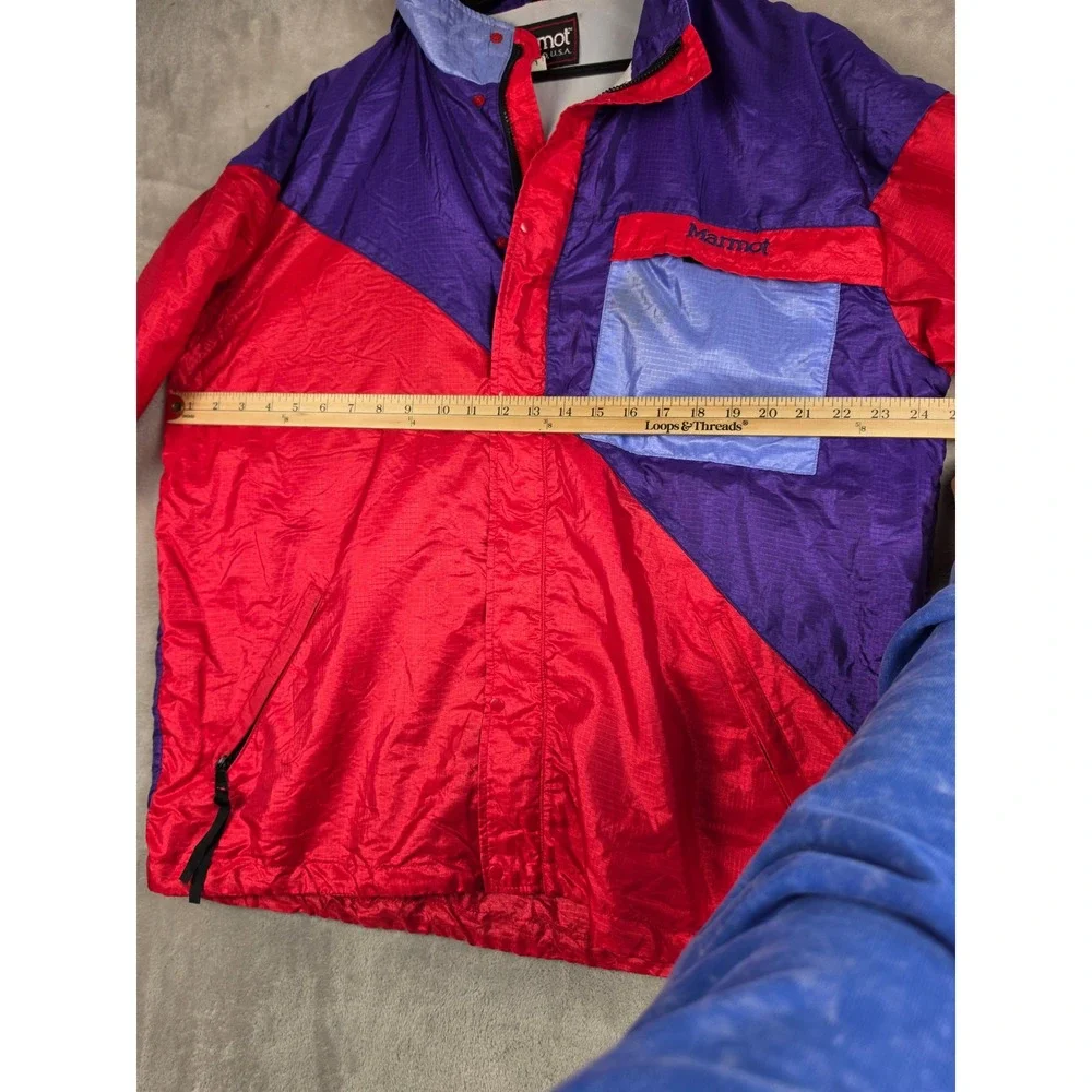 Vintage Marmot Windbreaker Jacket Mens L Red Colorblock Packable Full Zip